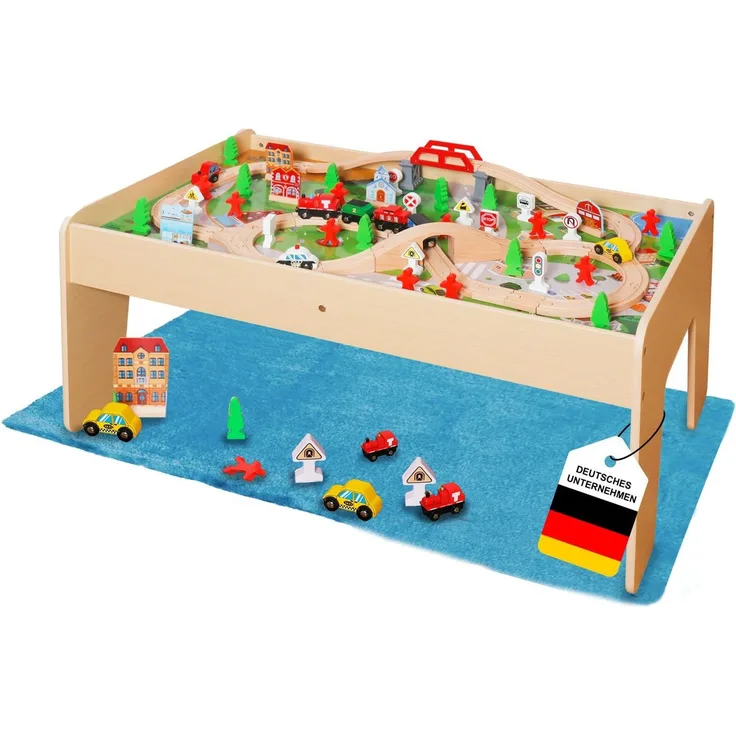 Coemo Spieltisch mit Holzeisenbahn Natur