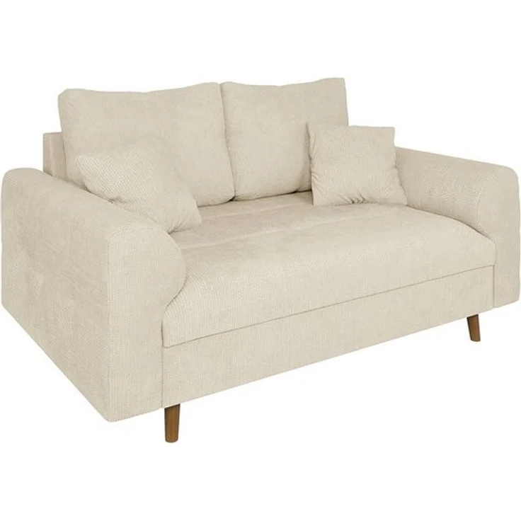 S-Style Möbel 2-Sitzer Sofa Kristian mit Braun Holzfüßen aus Chenille-Stoff, mit Wellenfederung – Bild 4
