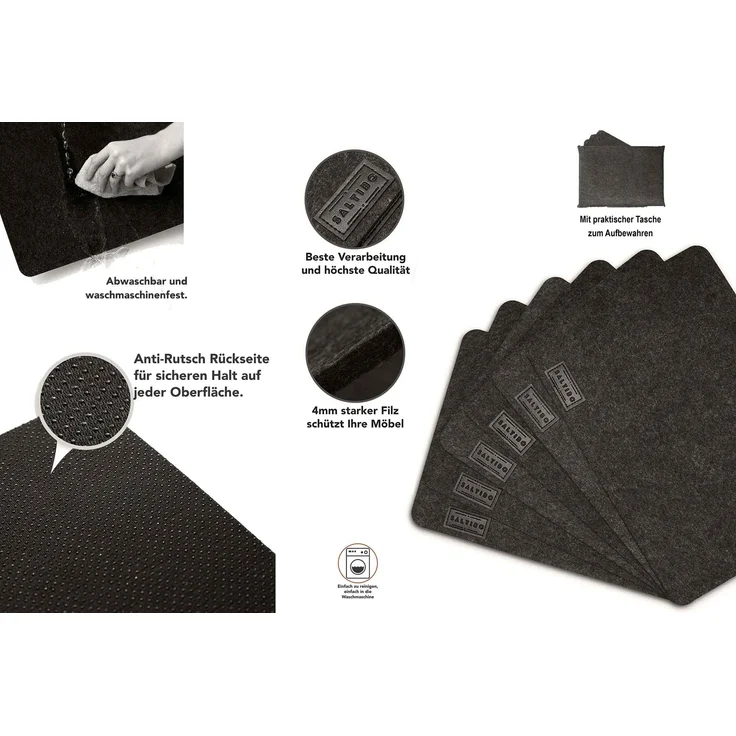 Kunden Retoure Tischset Platz Set inkl. Untersetzer und Bestecktaschen aus Filz - Für 6 Personen – Bild 4