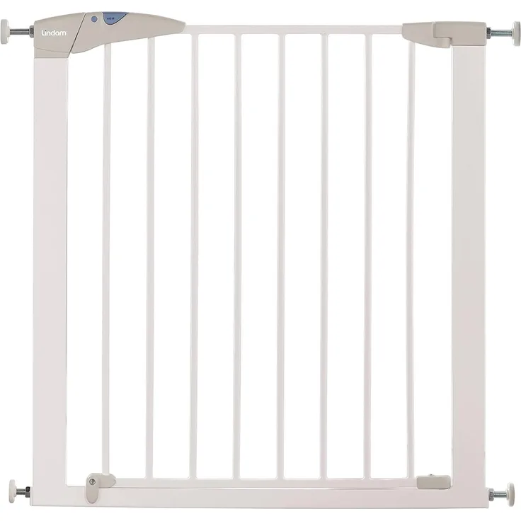 Lindam Shure Shut Axis Türschutzgitter mit Druckbefestigung ohne zu Bohren-Weiss-Verstellbreite 76cm bis 82cm, maximum 117cm mit Verlängerung