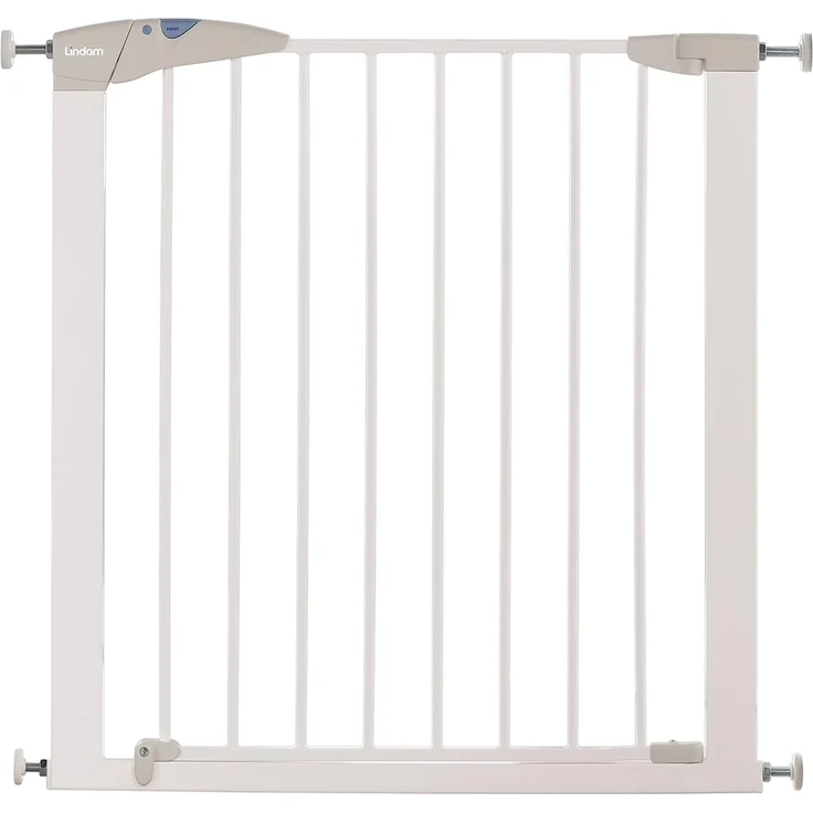 Lindam Shure Shut Axis Türschutzgitter mit Druckbefestigung ohne zu Bohren-Weiss-Verstellbreite 76cm bis 82cm, maximum 117cm mit Verlängerung