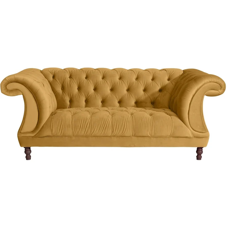 Chesterfield Sofa 2-Sitzer Kaylin Samtvelours mais – Bild 2