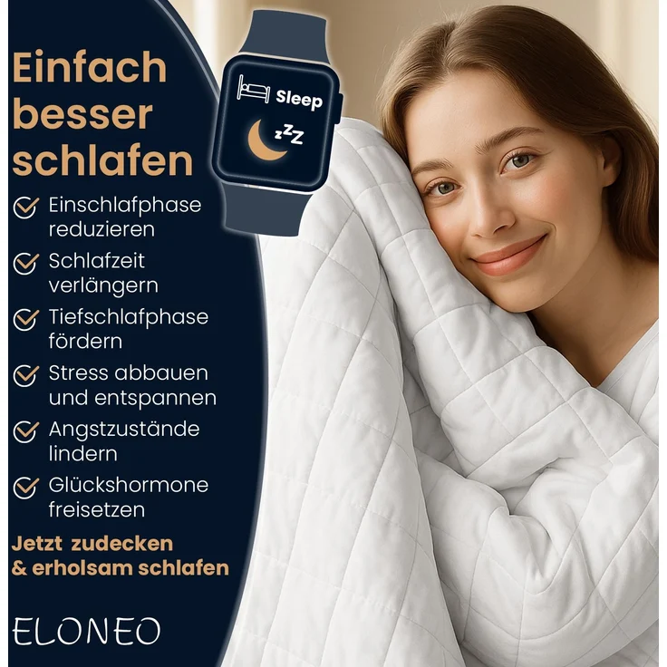ELONEO Gewichtsdecke, Entspannungsdecke & Anti-Stress Therapiedecke, 155x220cm, 7 kg – Bild 3