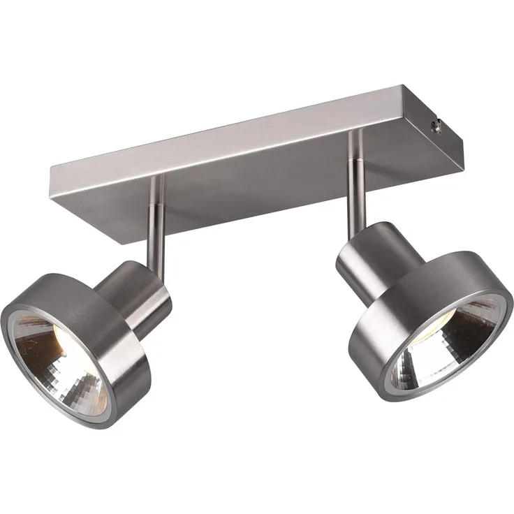 Deckenleuchte, Metall silber, 2-flammig, Strahler beweglich