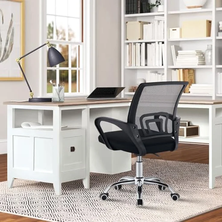 TUKAILAI Bürostuhl Ergonomisch, Schreibtischstuhl aus Netzstoff, Chefsessel mit Lendenwirbelstütze, Armlehne, Höhenverstellbar, 360° Drehbar, Computerstuhl Arbeitsstuhl für Zuhause Büro, Schwarz – Bild 8