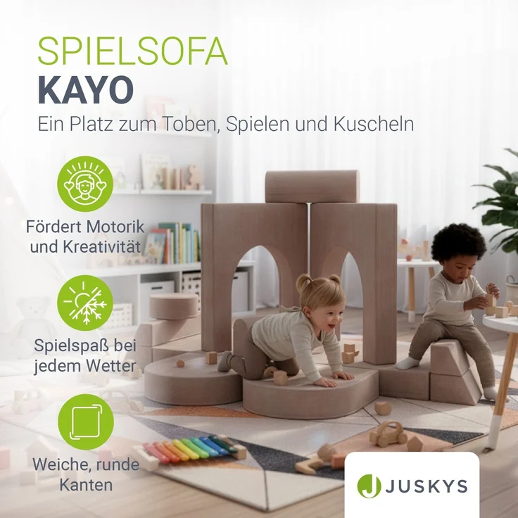 Juskys Kindersofa Kayo –Cord, modular & weich, Sofa für Kinderzimmer & Spielzimmer, sicher, flexibel, pflegeleicht, mit abnehmbaren Bezügen – Rosa – Bild 5