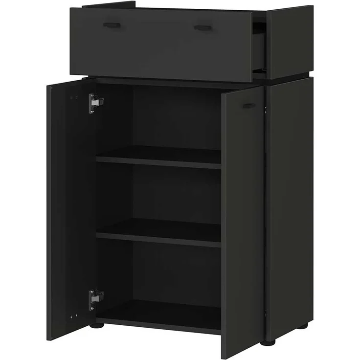 Kommode Moldau / Modesto, Holzwerkstoff, Schwarz, 60 x 96 x 34 cm – Bild 3