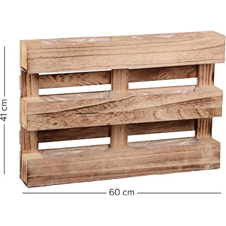 UNUS GARDEN Blumenkasten Paletten Pflanzkasten 3 Reihen (1 St, Abmessung (60 x 41 x 8,5 cm), Pflanzkasten Deko Pflanzgefäß Kräutergarten Wanddekoration aus Holz – Bild 3