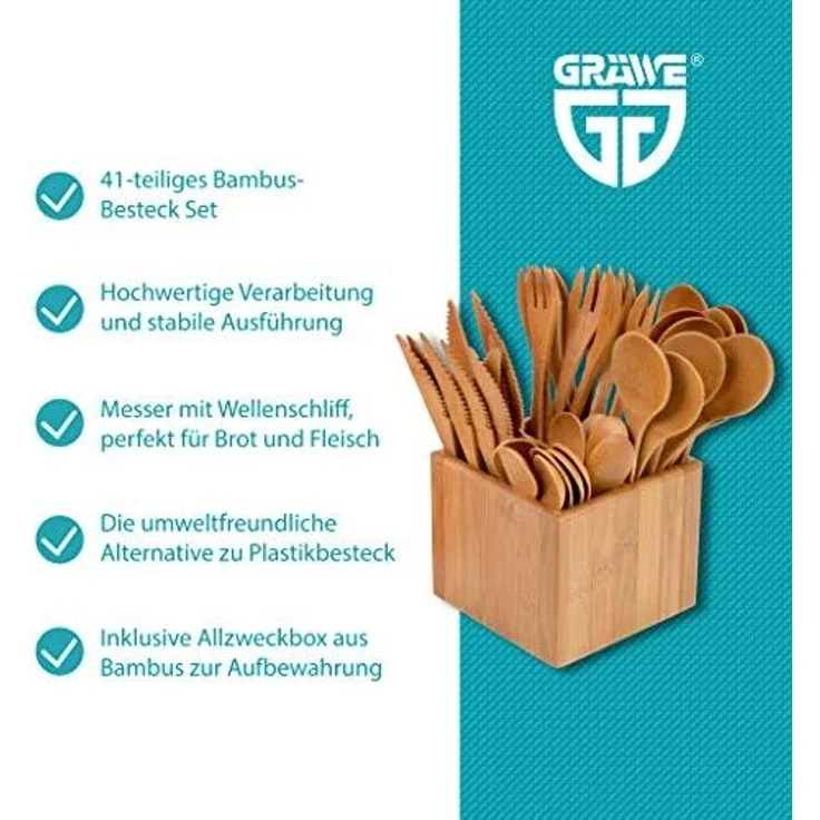 Geschenkset - BAMBUS Besteckset 41-teilig inkl. Box – Bild 2