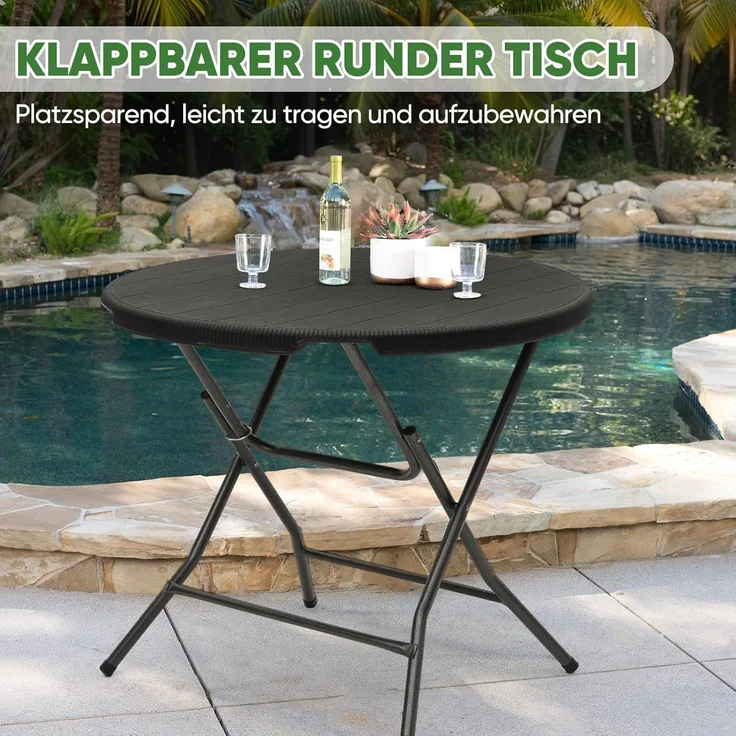 Sekey Klapptisch Rund Campingtisch Balkontisch Gartentisch Klappbar Tisch, Ø 81x73 cm H – Bild 5