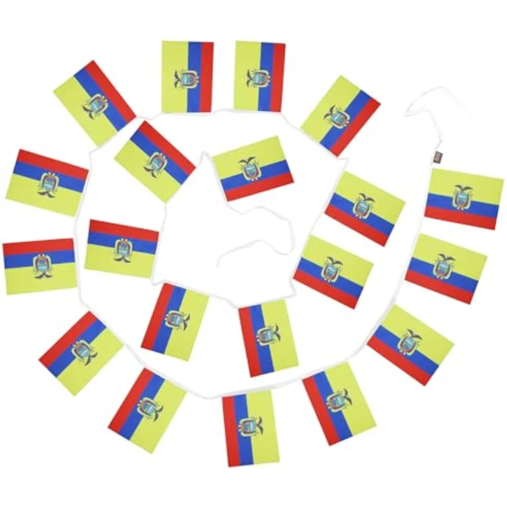 AZ FLAG - Fahnenkette Ecuador 6 Meter Mit 20 Flaggen - 21x14 cm - Ekuadorianische Girlande Flaggenkette 14 x 21 cm – Bild 6