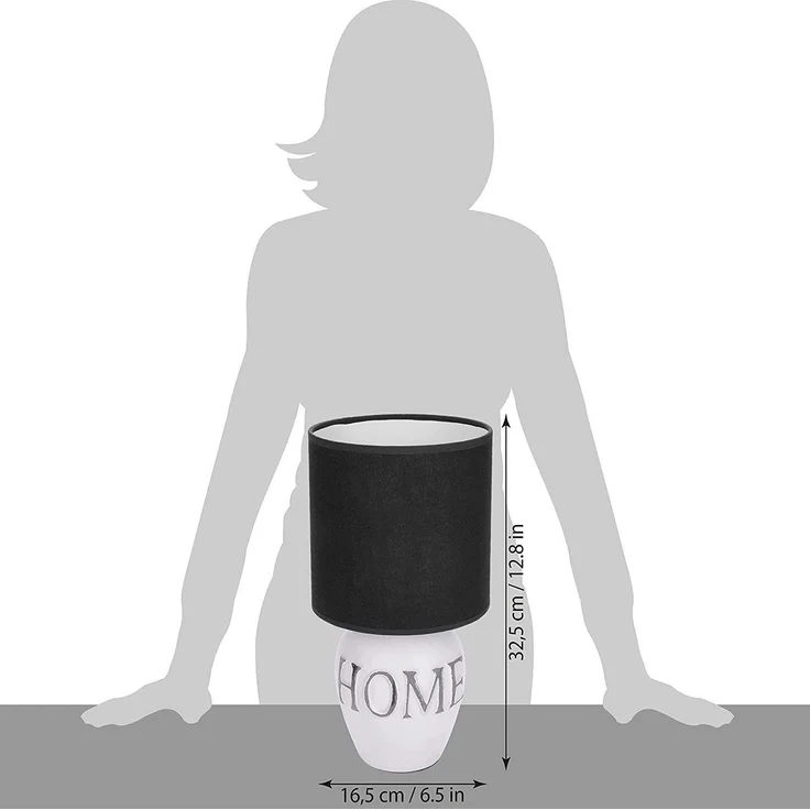 BRUBAKER Nachttischlampe Home Tischlampe, Heimat Deko Nachttischlampen 1x oder 2er Set, ohne Leuchtmittel, Tischleuchten mit Keramikfuß und Stoffschirm - Höhe 32,5 cm - zu Hause – Bild 2