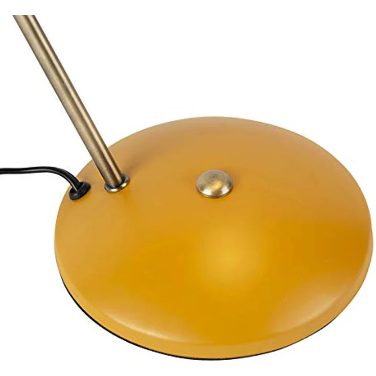 QAZQA Milou Modern Retro Tischlampe, gelb mit Bronze, E14, dimmbar, geeignet für Wohnzimmer und Schlafzimmer, Stahl rund, 38 cm hoch – Bild 6