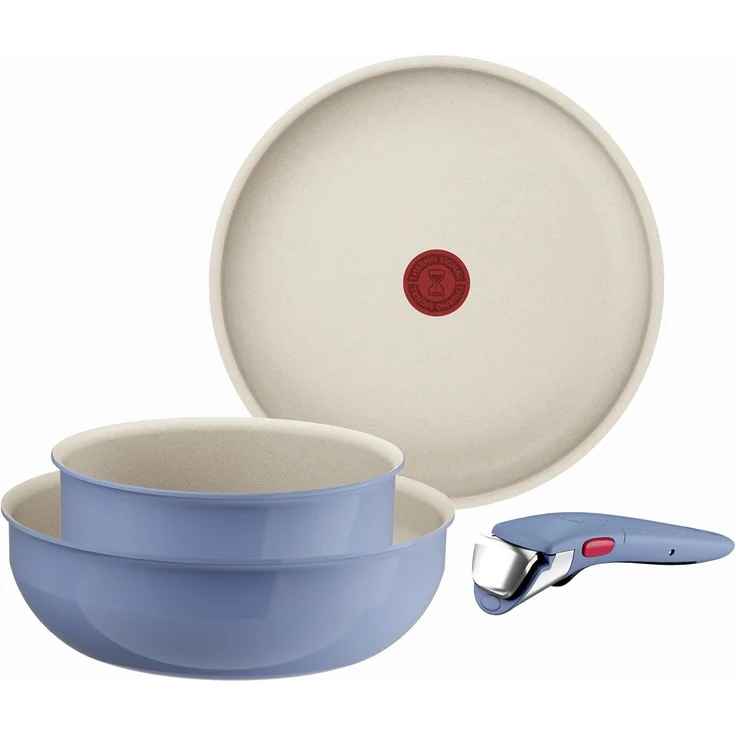 Tefal Ingenio Serenity Kochgeschirr-Set 4-teilig, Mineralia Antihaftversiegelung, platzsparend, stapelbar, für alle Herdarten, spülmaschinengeeignet, Blue Salt, L8294S04 – Bild 1