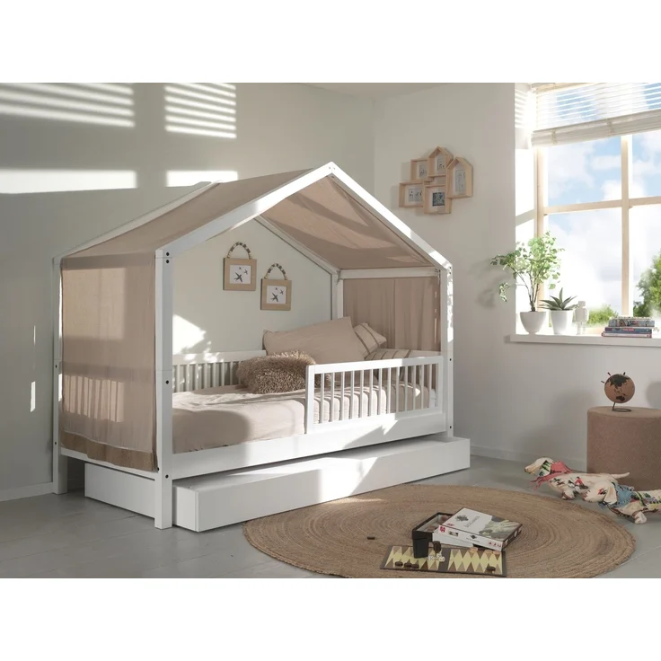 Hausbett >Buche Massiv< in Buche massiv weiß lackiert - 207,5x170x97,5 (BxHxT) – Bild 2