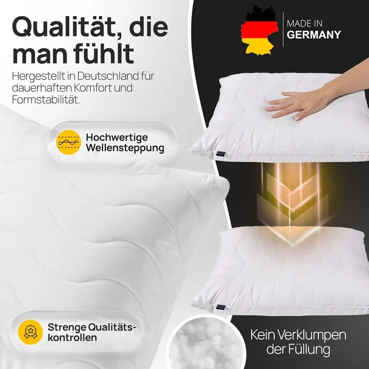 LILENO HOME Kissen 50x50 (1er Set) – 95 °C waschbar, Oeko-Tex & Made in DE – Allergiker Kopfkissen 50x50 für himmlischen Schlaf – Haut schmeichelndes & geruchsfreies Pillow – Bild 5