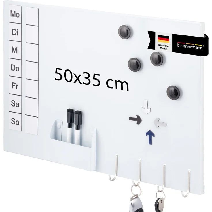 Magnettafel aus Metall, beschreibbar, viel Zubehör, weiß lackiert – Bild 1