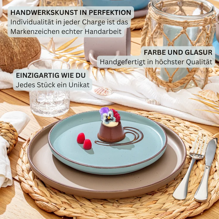 SÄNGER Steingut Dessertteller Bombay Meeresboden 4 teilig – Bild 4