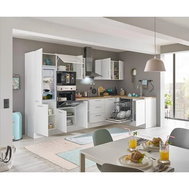 Turin LBM Eckküche 340 x 211 x 60 cm, weiß - Ohne Küchengeräte - Moderne, geräumige Küche in Artisan-Eiche Optik mit viel Stauraum – Bild 7