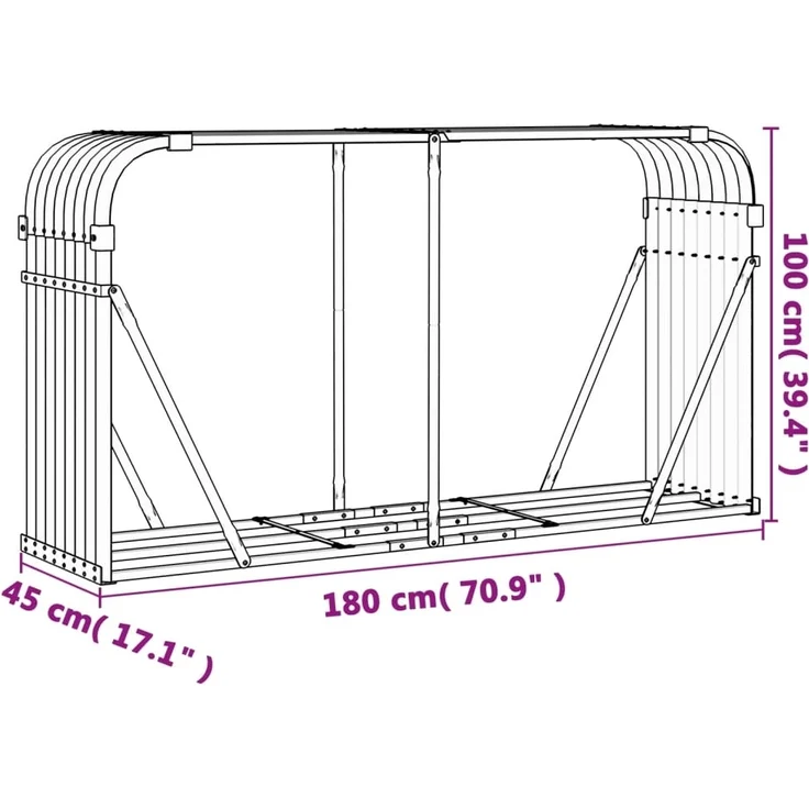vidaXL Kaminholzunterstand Anthrazit 180x45x100 cm Verzinkter Stahl 364564 – Bild 8