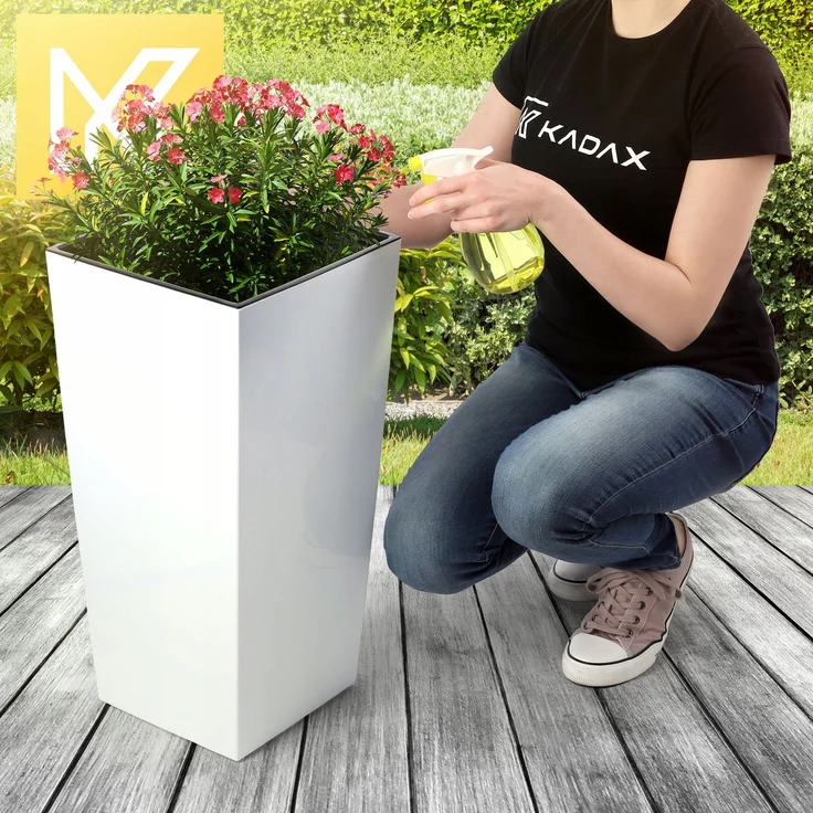 KADAX Blumentopf + Einsatz 29x58cm hoch Weiß glänzend – Bild 2