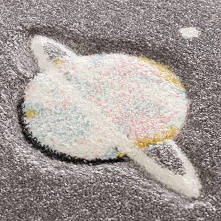 Paco Home Kinder-Teppich, Spiel-Teppich Für Kinderzimmer Mit Planeten Und Sternen, In Grau, Grösse:160x230 cm – Bild 4