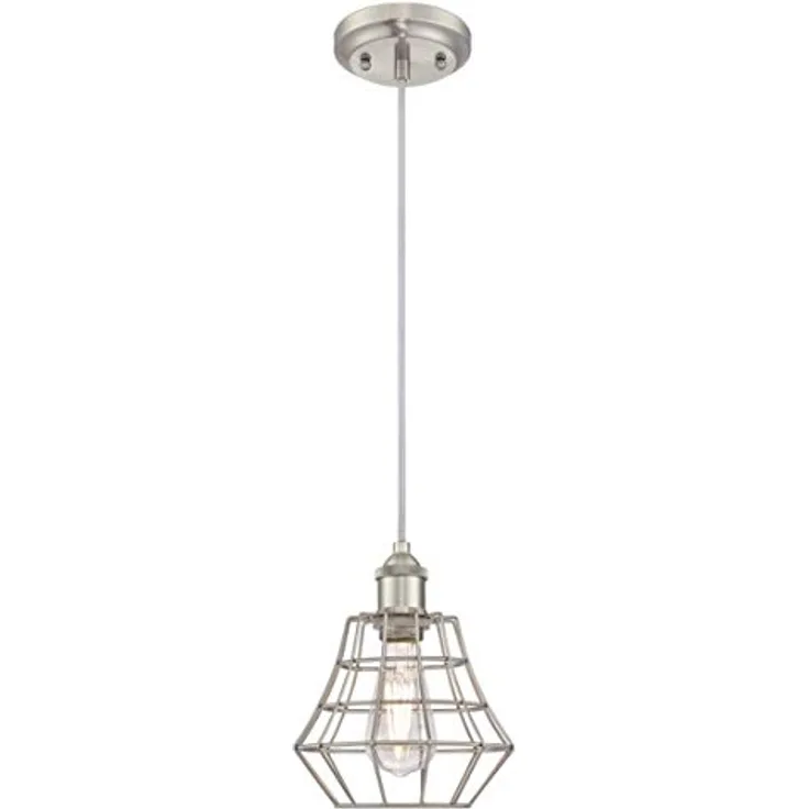 Westinghouse Pendelleuchte Nathan, Vintage Käfig-Design in nickelfarben, ideal für Küchen und Esszimmer