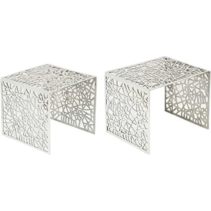 riess-ambiente Couchtisch ABSTRACT 49cm silber (Set, 2-St), Wohnzimmer · Metall · eckig · Handarbeit · Gap Design · Modern