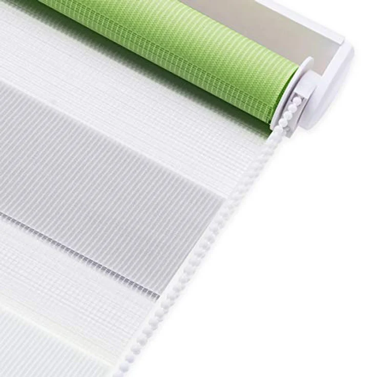 Deswell Doppelrollo Klemmfix ohne Bohren Grün-Grau-Weiß B50 x H120 cm (Stoffbreite 46cm) Rollos für Fenster ohne Bohren für Fenster mit Lichtdurchlässig & Verdunkelnd/Höhe Stufenlos Verstellbar – Bild 10