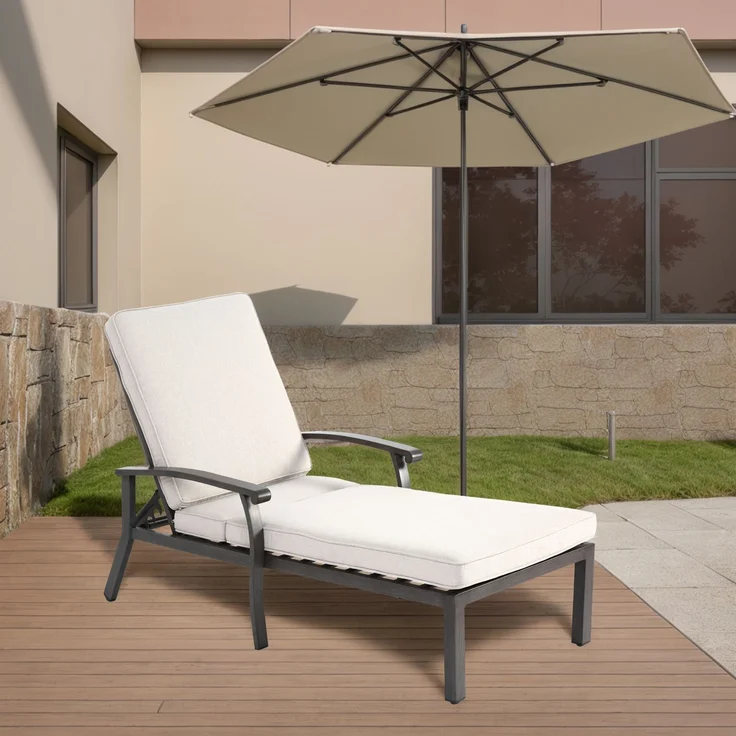 LVHOM Luxus Sonnenliegen 1 St, Verstellbare Aluminium-Liege mit Kissen, Gartenliege Rostfrei/wasserfest, 60 x 183 x 39 cm – Bild 3