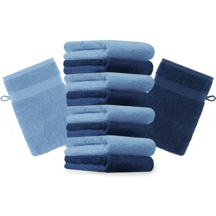 Betz Waschhandschuh 10 Stück Waschhandschuhe Premium 16x21 cm Farbe dunkelblau/ hellblau, (10-St) – Bild 4