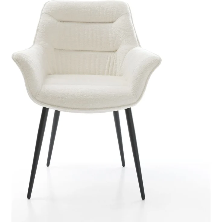 Esszimmerstuhl Kaira-Flex Bouclé Soft Beige 4-Fuß konisch Schwarz – Bild 2