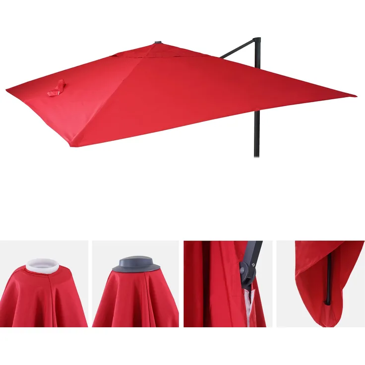 Ersatz-Bezug für Luxus-Ampelschirm HWC-A96, Sonnenschirmbezug Ersatzbezug, 3x4m (Ø5m) Polyester 3,5kg ~ rot