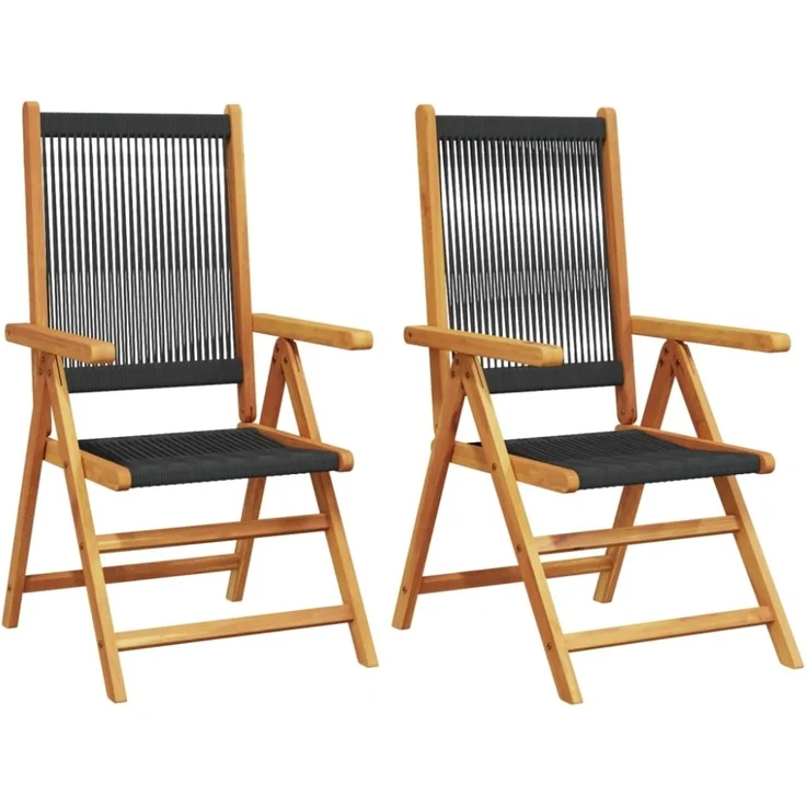 vidaXL Gartenstühle 2 Stk. Schwarz Massivholz Akazie und Polypropylen 367654 – Bild 6