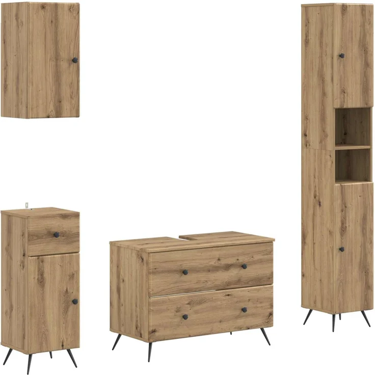 vidaXL 4-teiliges Badezimmer-Schrank-Set BREDA Artisan-Eiche 3417971 – Bild 2