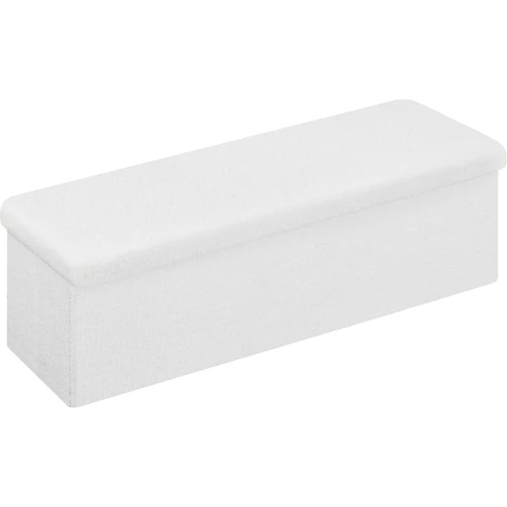 eSituro Sitzbank mit Stauraum, Sitztruhe klappbar, Truhenbank mit Deckel, Polsterbank mit Teddystoff-Bezug, Fußbank für Schlafzimmer, Aufbewahrungsbox, 135 L, 300 kg belastbar, 110 x 38 x 38 cm, Weiß – Bild 9