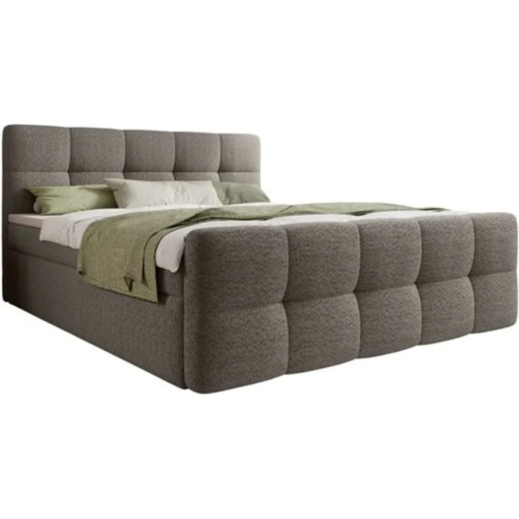 thematys Boxbett mit Bettkasten 200x200cm, mit Bonnellfederkernmatratze H3, Bouclé/Velours, mit Stauraum, mit 3 cm Topper, Grau (Arena 17), Art.-Nr. S04GH0RG3U5 – Bild 6