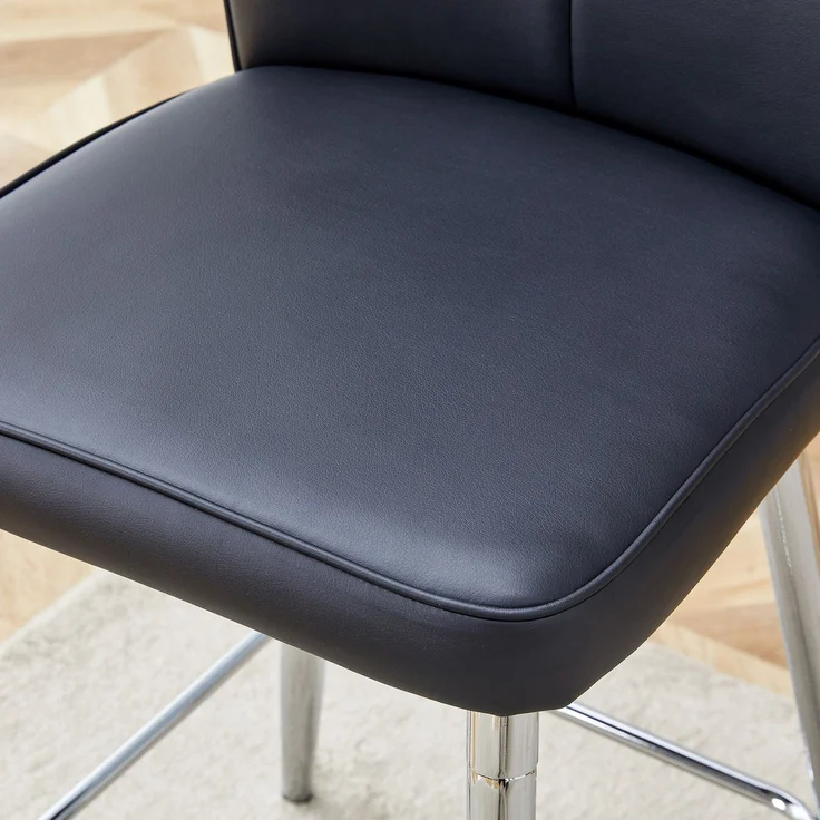 101 cm hoher Barstuhl aus schwarzem PU-Material, zweiteiliges Set: ergonomische Rückenlehne, bequem und stilvoll--Schwarz+Silber--101x44x44cm--YOUDENOVA – Bild 8