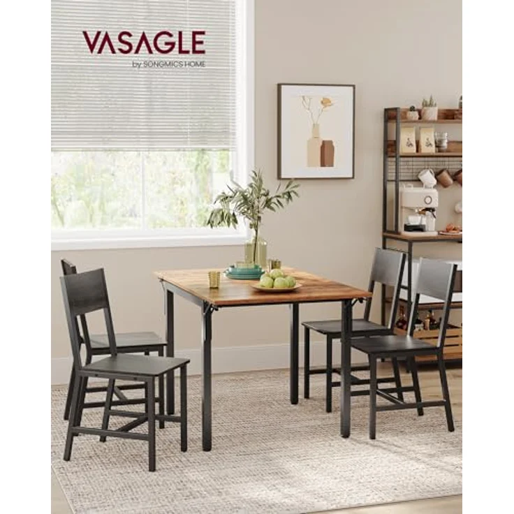 Vasagle Esszimmerstühle, Küchenstühle, 2er Set, Metallrahmen, für Esszimmer, Wohnzimmer, Küche, anthrazitgrau-tintenschwarz – Bild 3
