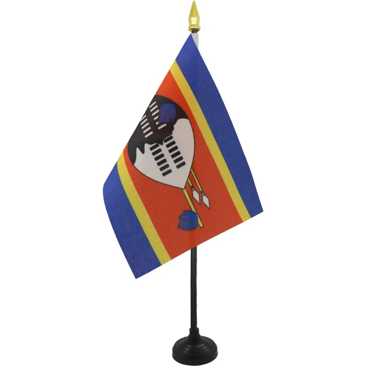 AZ FLAG - Tischflagge Swasiland - 15x10 cm Goldene Splitze - Königreich Swasiland Tischfahne 10x15 Cm - Flaggen