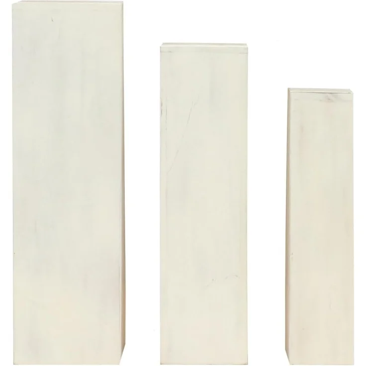 Oriental Galerie Blumenhocker Massive Holz Säule Viereckig Podest Lime-Weiß klein 65cm (1 St) – Bild 5