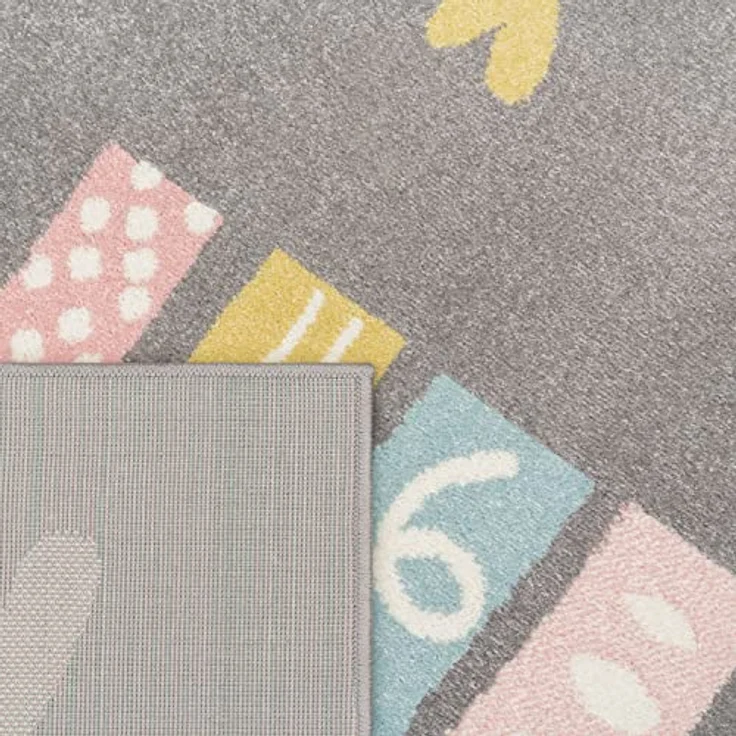 Paco Home Kinderteppich Nino 887, rund, Höhe: 13 mm, Kurzflor, Spielteppich, Motiv Regenbogen & Herzen, Kinderzimmer – Bild 6