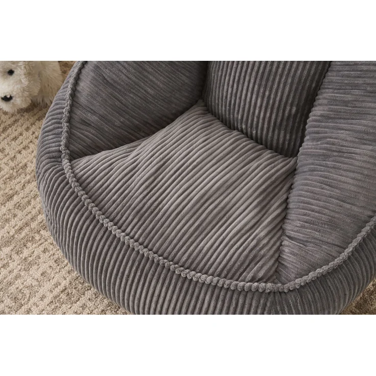 Sitzsack Klein 69cm×72cm×51cm in Grau aus Cord mit ergonomischer Form – Bild 4