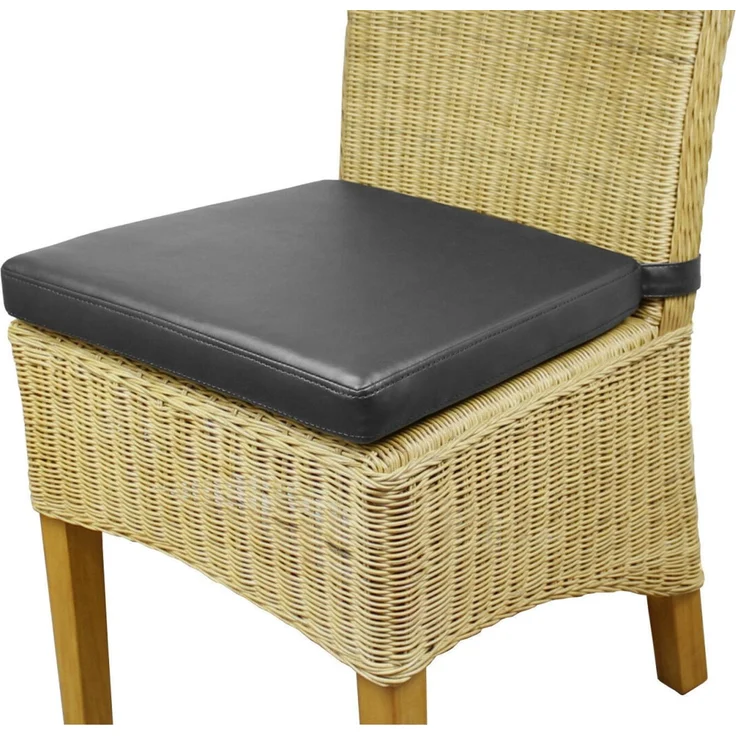 SEDEX 2x Sitzpolster Larissa Schwarz aus Kunstleder für Rattan- und Loomstühle – Bild 5