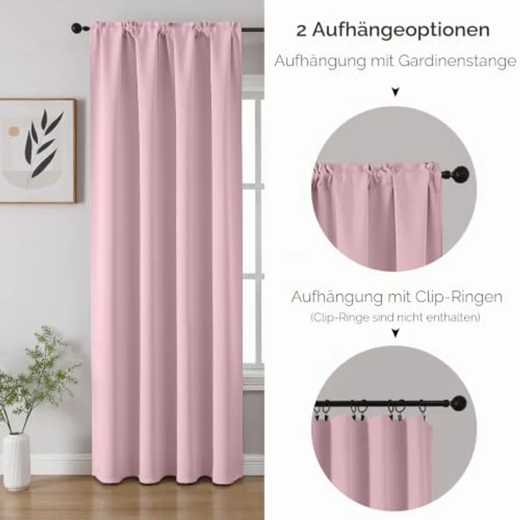 CUCRAF Vorhänge Blickdicht mit Kräuselband 2 Stück H137 x B132 cm Thermovorhang Schallschutz Verdunklungsvorhänge Kälteschutz für Wohnzimmer Kinderzimmer Schlafzimmer Vorhang – Bild 3