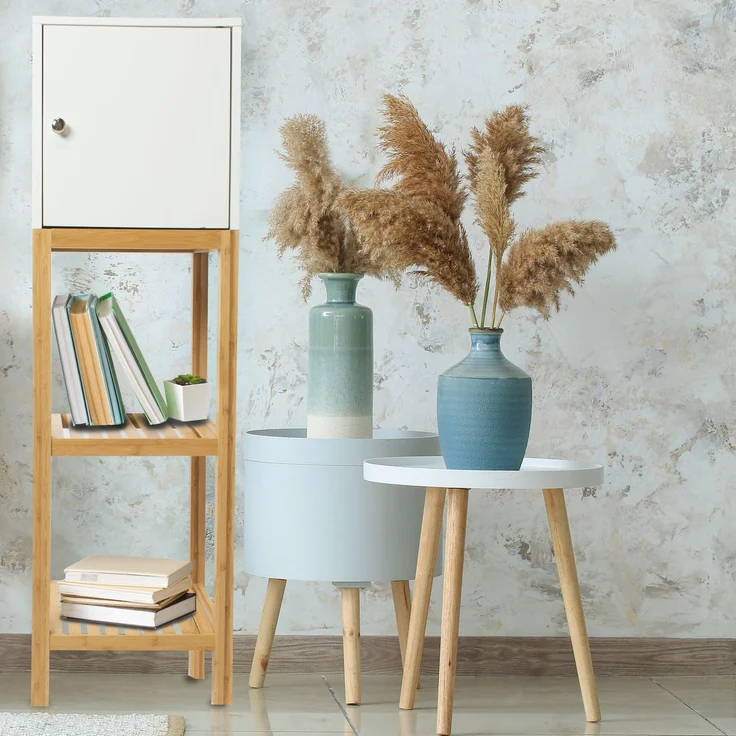 osoltus Badschrank Badregal 114 cm Kobe Bambus / Weiß – Bild 4