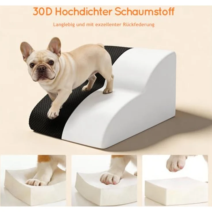 HEVOL Haustiertreppe 2 Stufen, Abnehmbar Hunderampe mit Waschbarer Bezug,Hundetreppe für Kleine Hunde,Katzentreppe für Sofa Bett- Senden 1 Fusselrollen – Bild 6