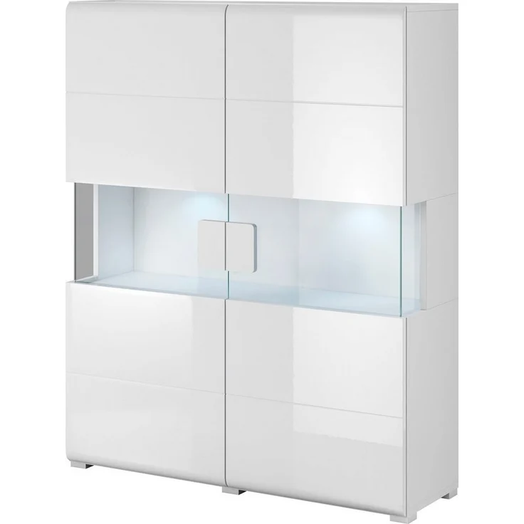 INOSIGN Highboard Toledo,Breite 121,5 cm, trendige Hochkommode mit 2 Türen, Hochschrank mit Glas-Partien,stylische Hochglanzfronten – Bild 2
