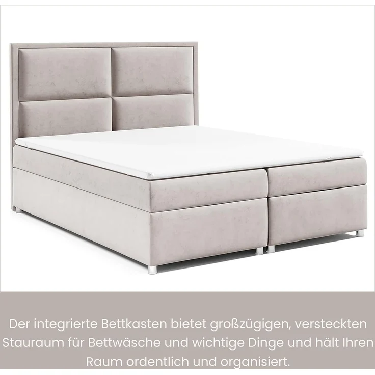 Best for Home Boxspringbett mit Bettkasten Trinity K11 Bonell-Matratze inkl. 7 cm Topper (Polsterbett Doppelbett Boxbett mit gepolstertes Kopfteil, versch. Größen, 140x200 160x200 180x200 200x200 cm), Handwerksqualität – Bild 6