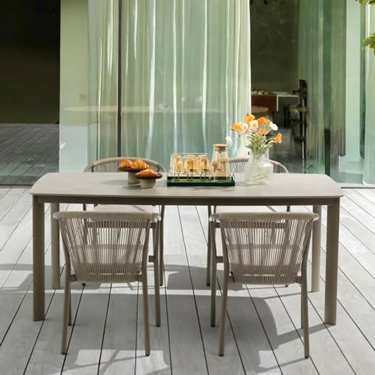 IDIMEX Gartentisch Tavolo, rechteckig, champagner, Metall, 180x75x90 cm, für bis zu 8 Personen, wetterfest und pflegeleicht – Bild 2